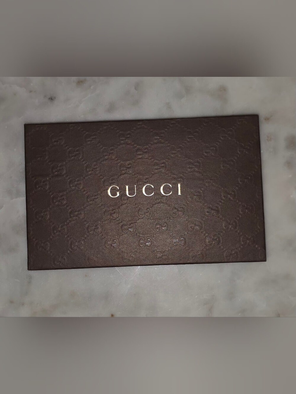Gucci Brown Embossed Gift Box-9.5"Wx5.9"Hx1.2"D
